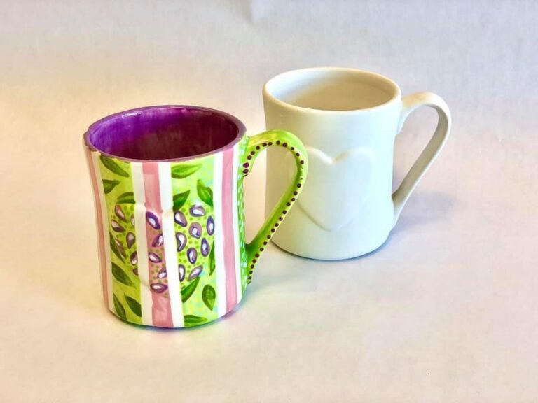 Striped and dotted mugs
