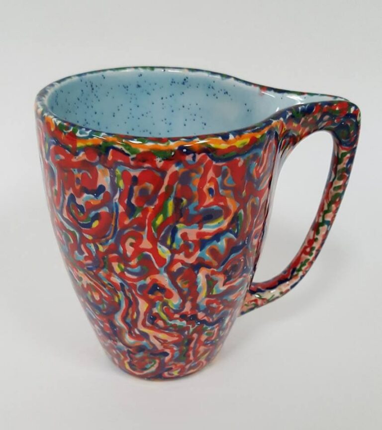 Rainbow squiggle mug