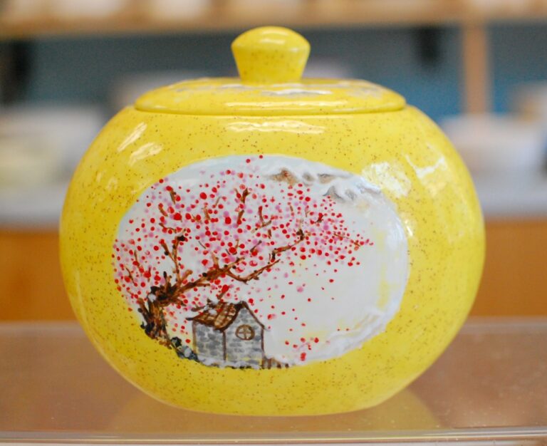 Cherry blossom cottage jar